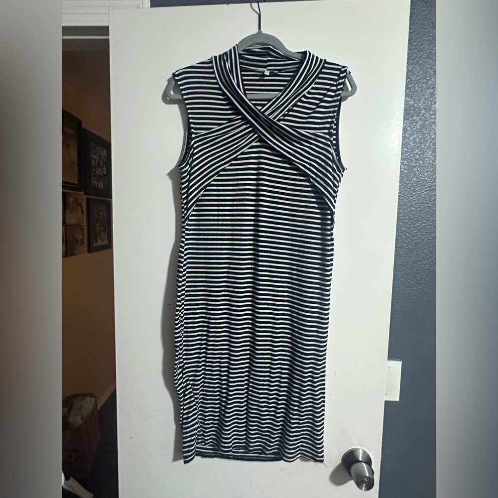 Charlotte Russe Black and White Striped Midi Dress‎